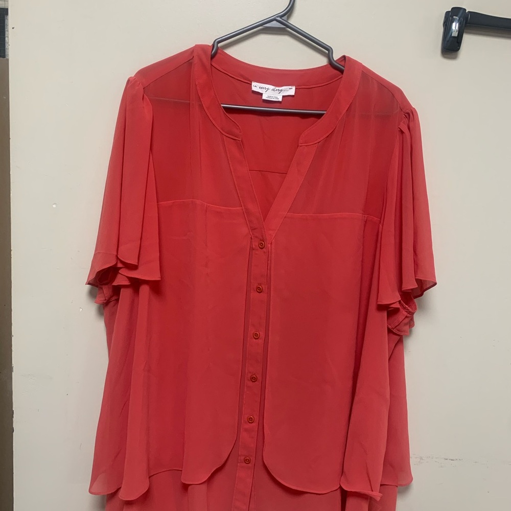 Torrid Vibrant Red Sheer Blouse